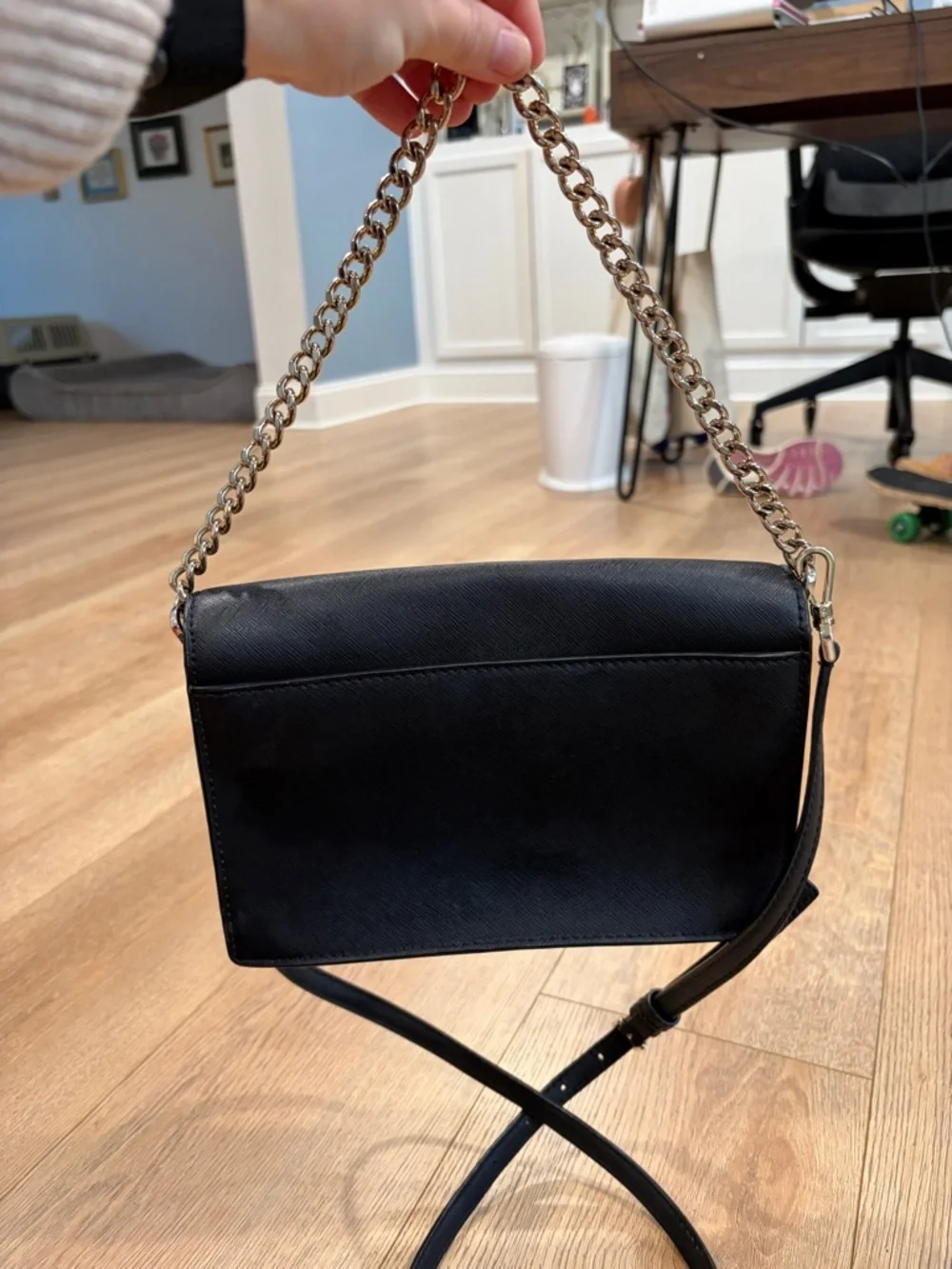 Kate Spade Madison Willow Mini Crossbody | Black Saffiano Chain Bag - Picture 4 of 6
